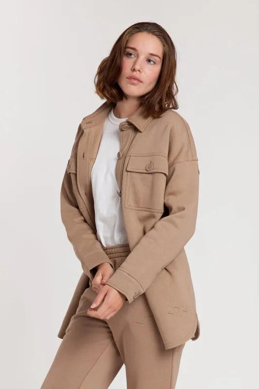 Fleece Shacket in Camel made by Lazypants