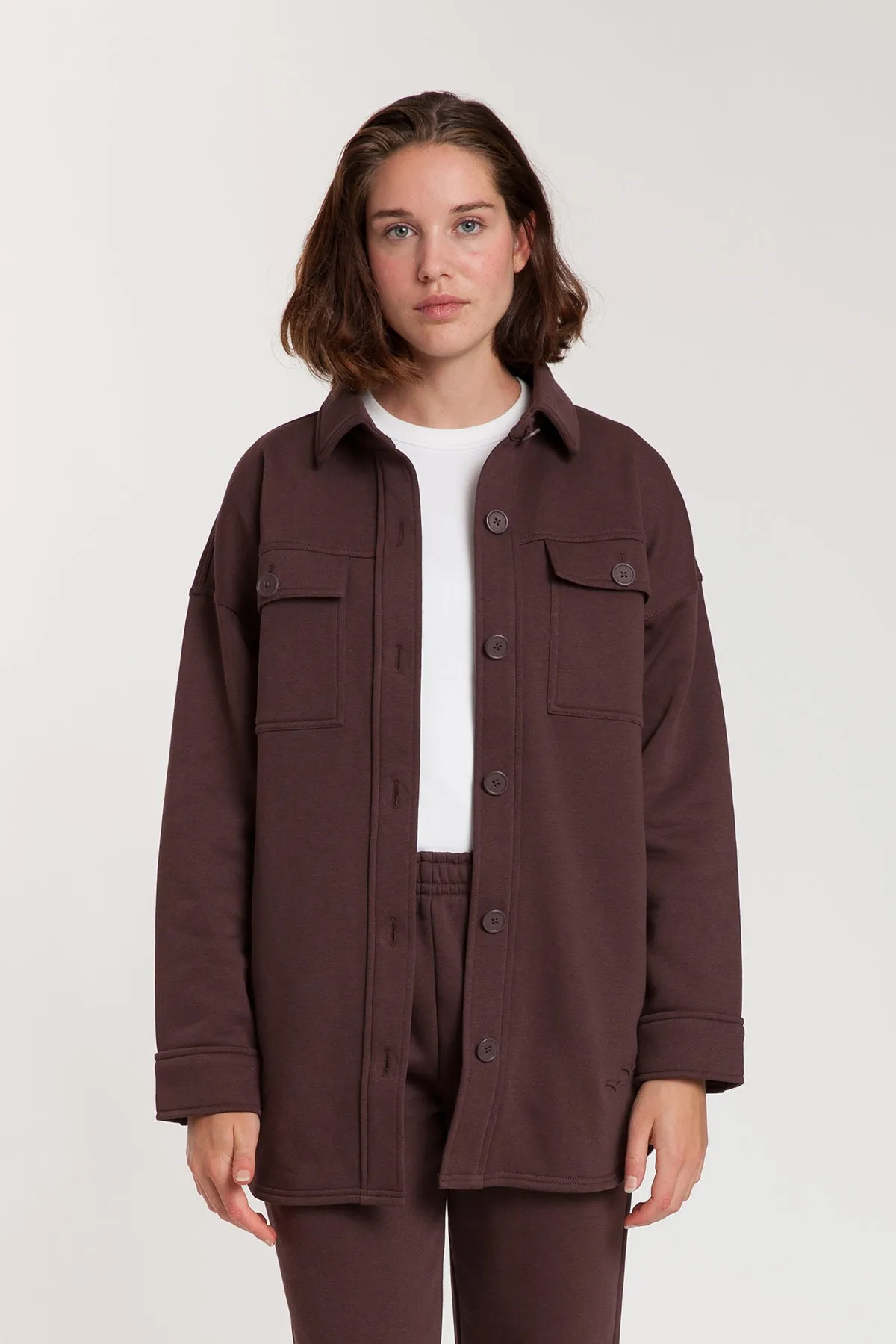 Fleece Shacket in Espresso sold by Lazypants