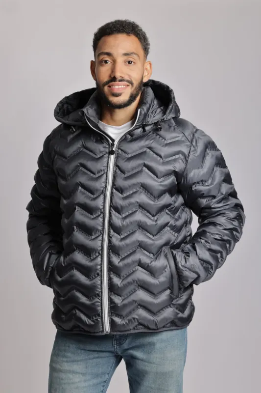 Men's packable puffer jacket in anthracite sold by Lazypants
