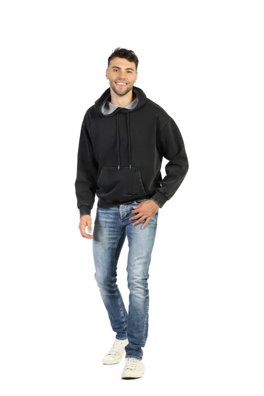 Men’s Premium Fleece relaxed hoodie in vintage black sold by Lazypants