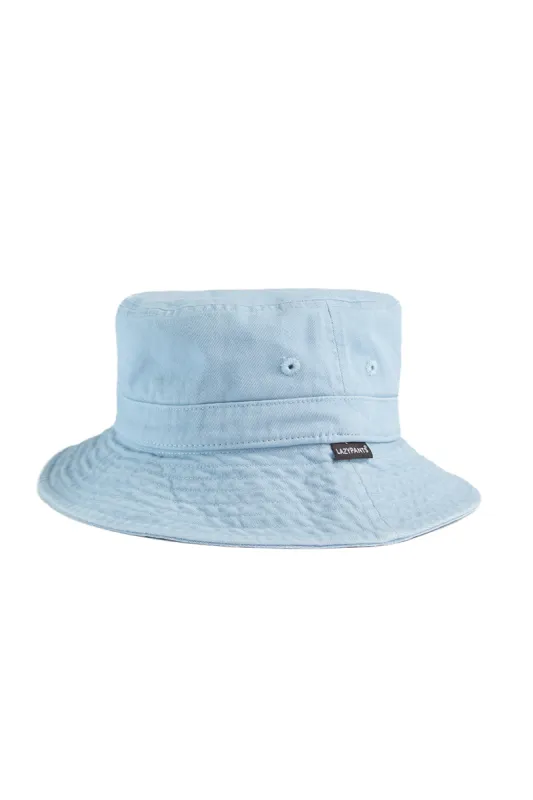 🎁 Washed cotton twill dad’s bucket hat in pastel blue (100% off) sold by Lazypants