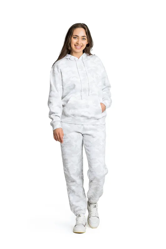 Women's tracksuit in winter white camo sold by Lazypants