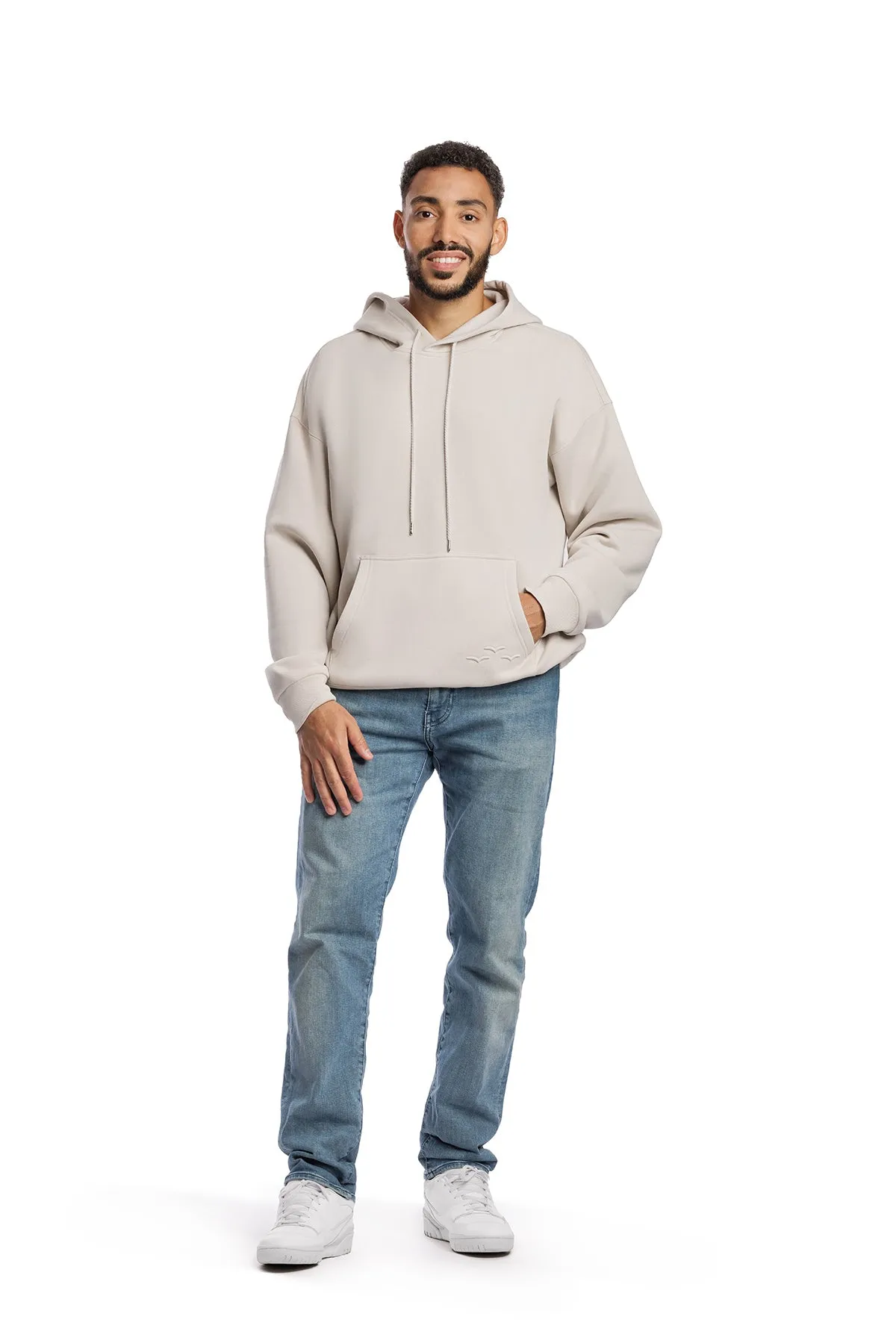 Men’s premium fleece relaxed hoodie in bone sold by Lazypants