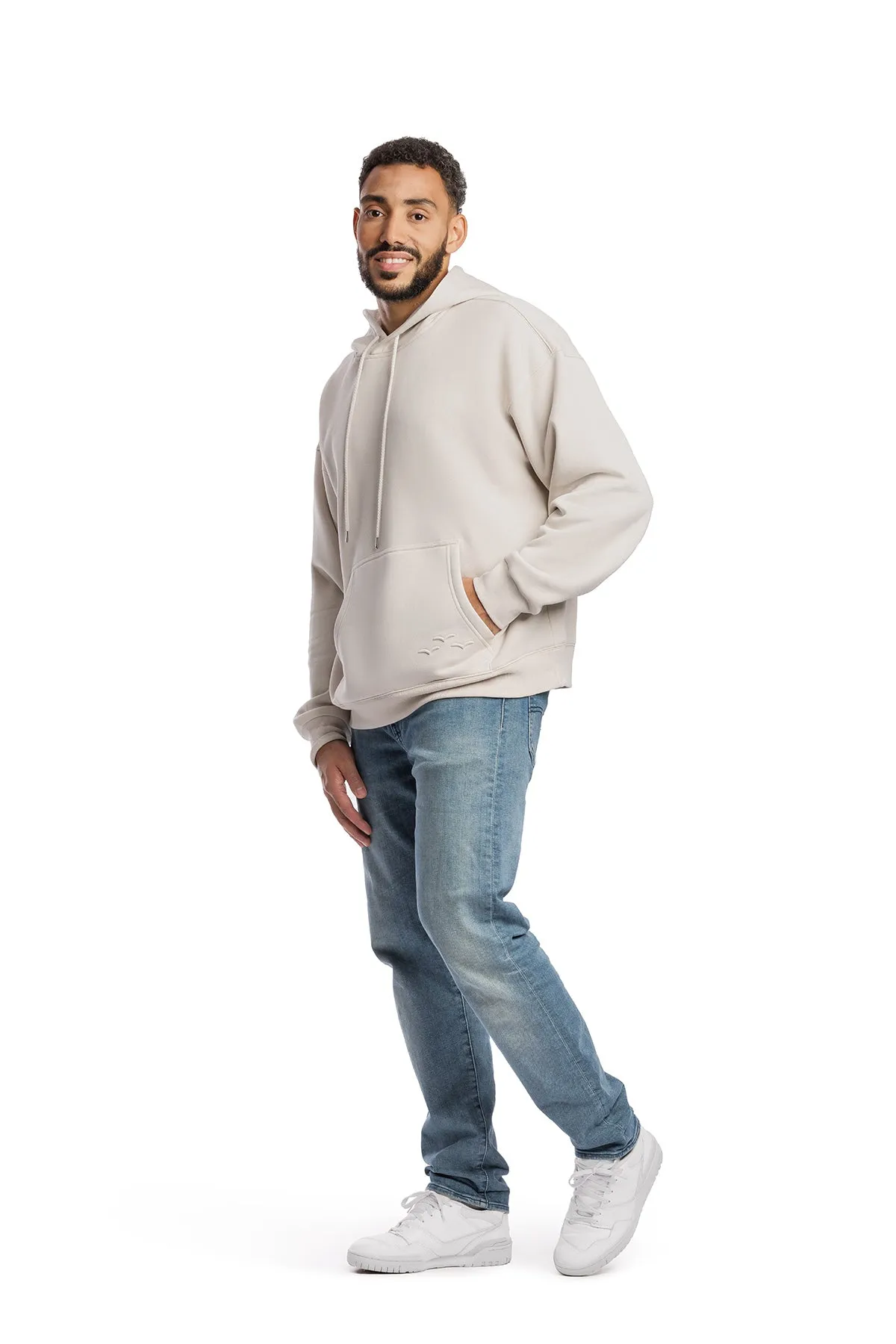Men’s premium fleece relaxed hoodie in bone sold by Lazypants product image thumbnail 3