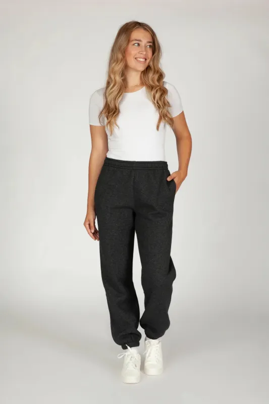 Nova premium fleece relaxed jogger in dark heather grey sold by Lazypants