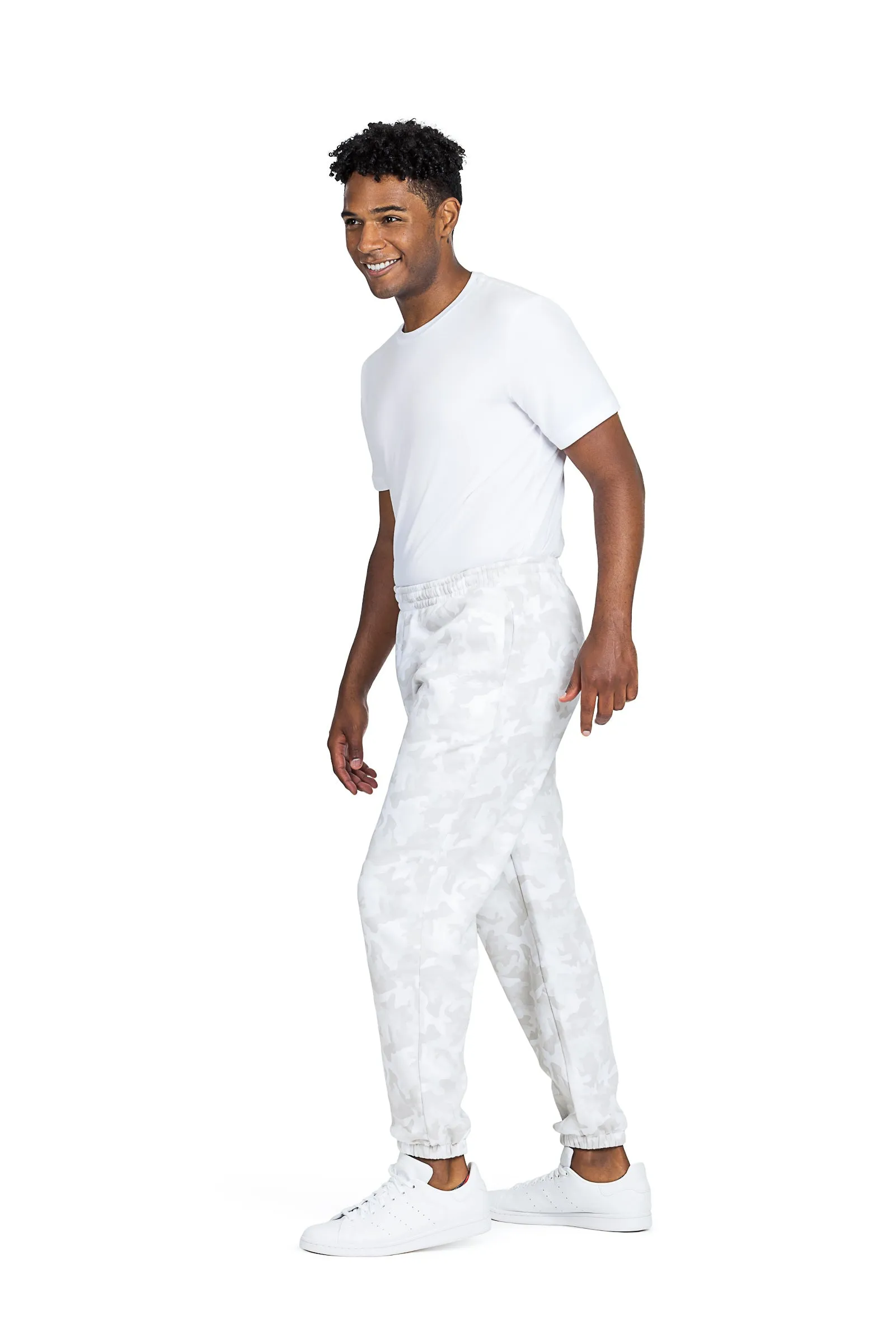 Men's jogger in Winter White Camo sold by Lazypants