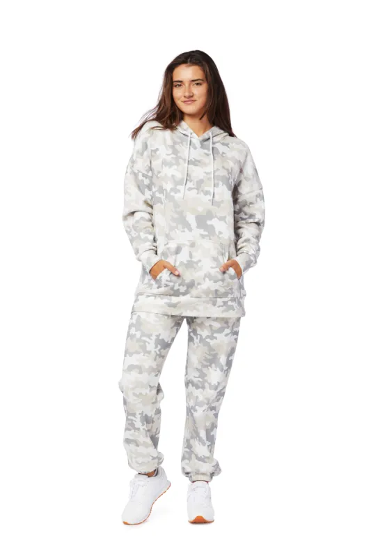 Niki & Cooper fleece tracksuit in white camo made by Lazypants