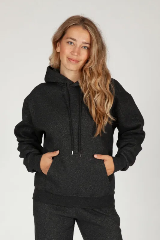 Chlo Relaxed Fit Hoodie in Dark Heather Grey sold by Lazypants