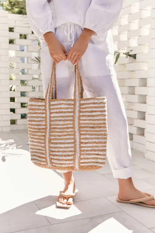 Rose Woven Tote Bag sold by Lilac and Mila