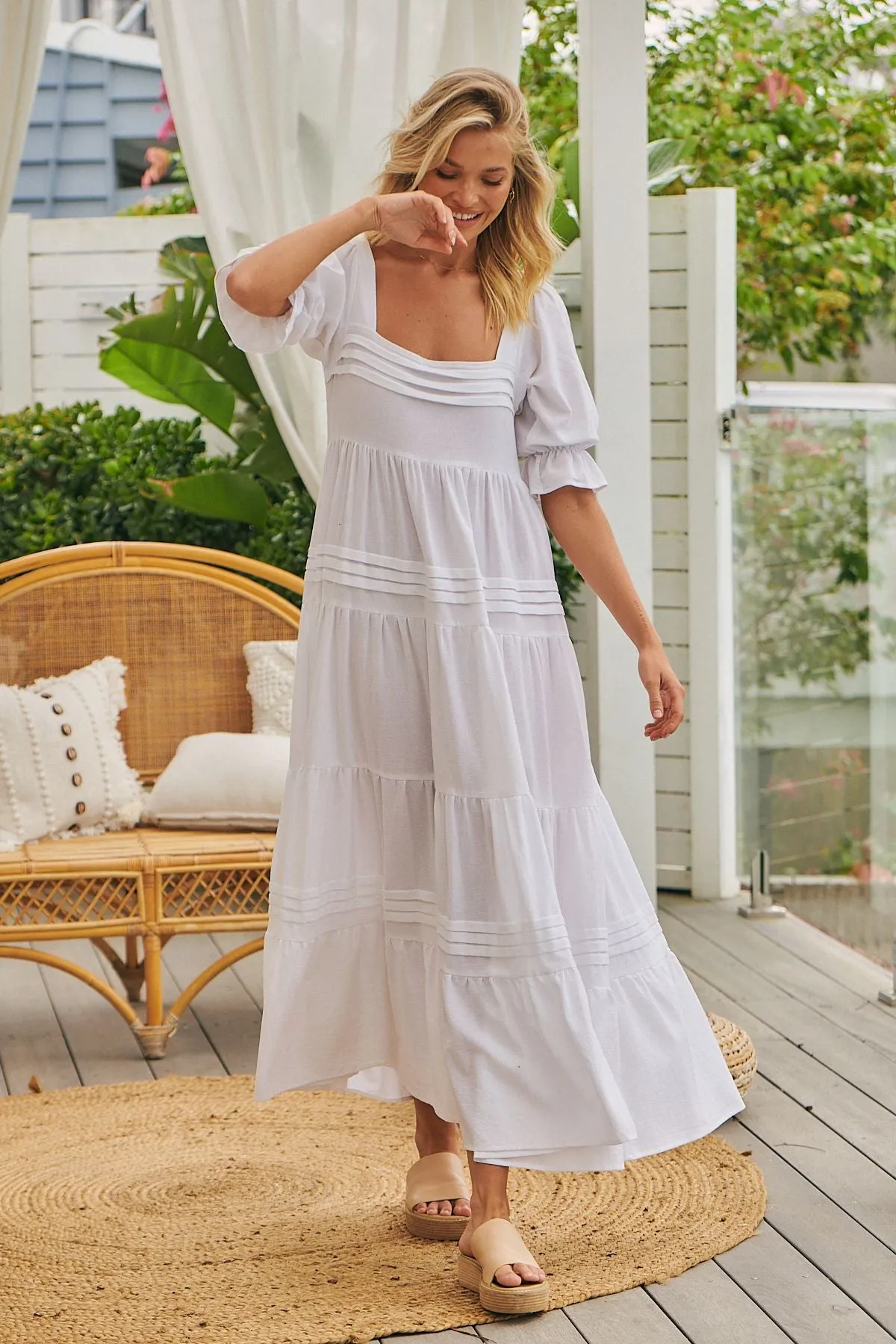 White Willow print Gesele Maxi Dress sold by Lilac and Mila product image thumbnail 2
