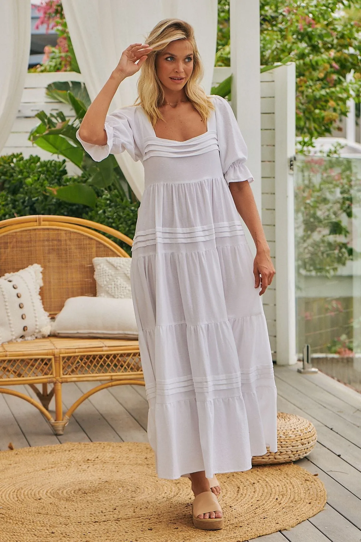 White Willow print Gesele Maxi Dress sold by Lilac and Mila product image thumbnail 4
