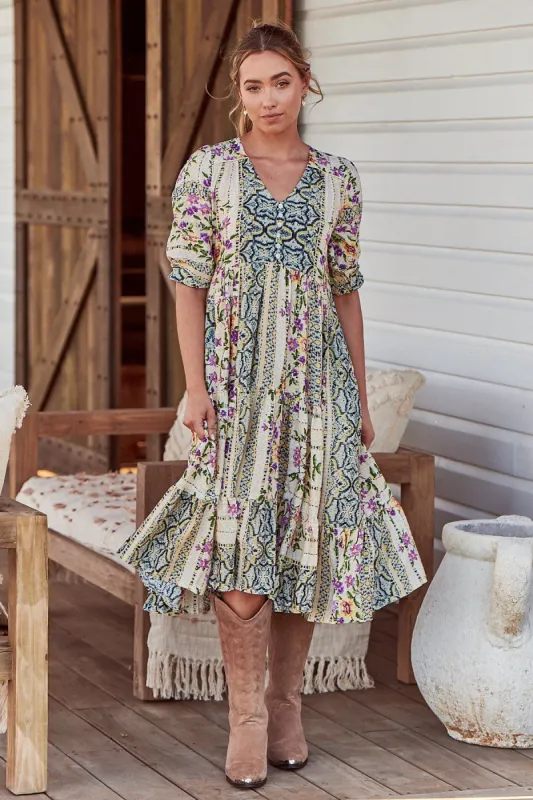 Sweet Love Print Eve Midi Dress sold by Lilac and Mila