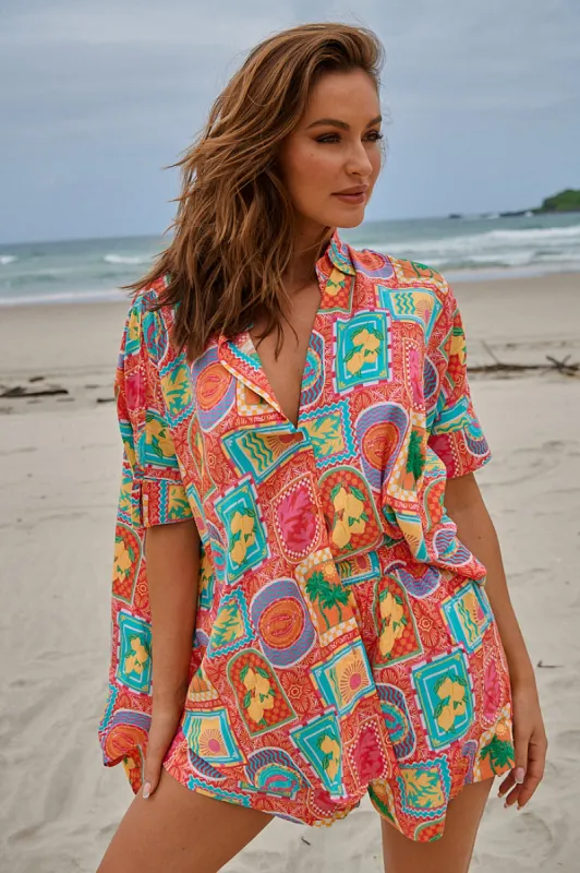Sicily Print River Shirt sold by Lilac and Mila