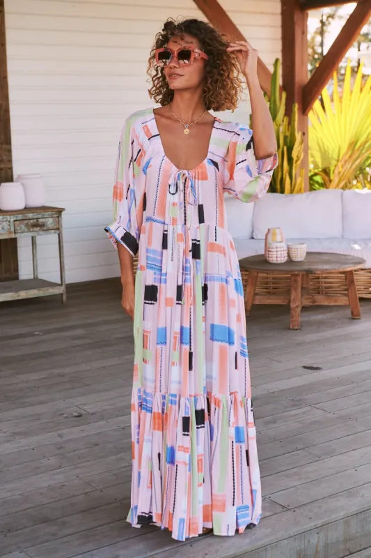 Lila Print Blossom Midi Dress sold by Lilac and Mila