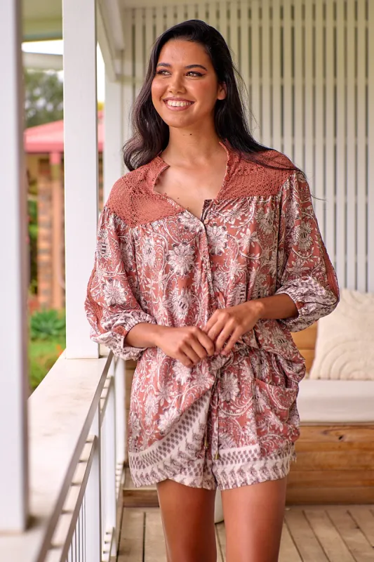 Indah Print Florence Blouse sold by Lilac and Mila