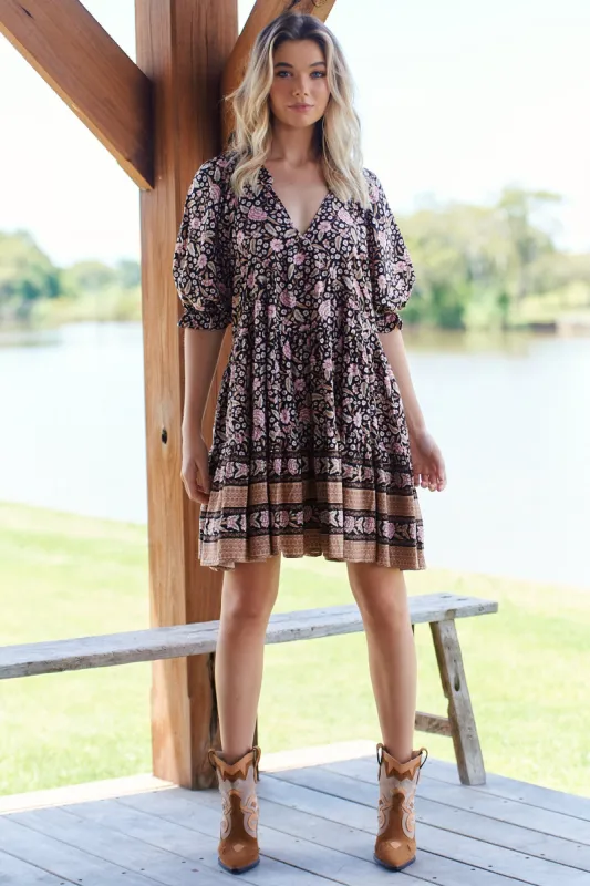 Sarah Print Petal Mini Dress sold by Lilac and Mila