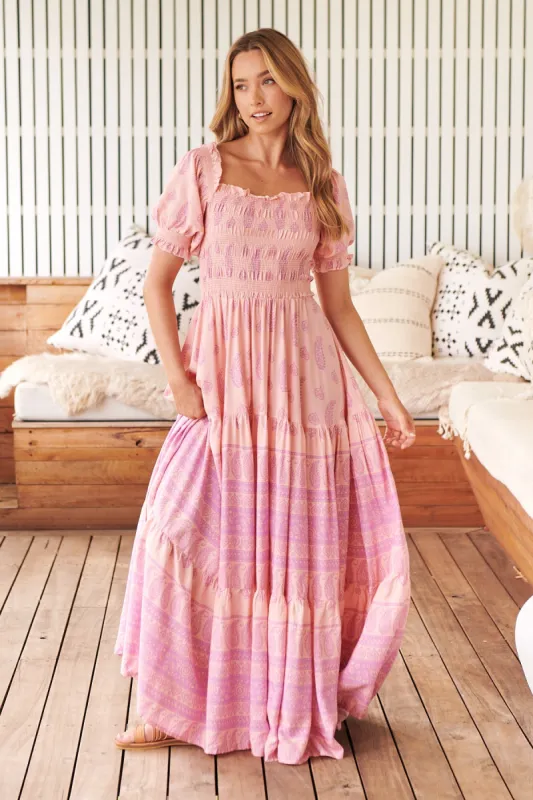 Ophilia Print Claudette Maxi Dress sold by Lilac and Mila