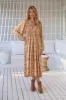 Solara Print Boheme Long Sleeve Midi sold by Lilac and Mila