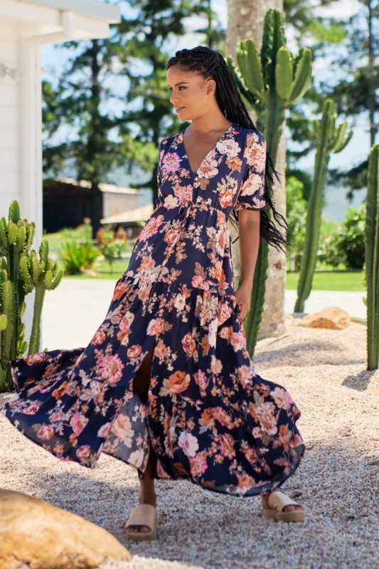 Winter Rose Navy Print Tessa Maxi sold by Lilac and Mila