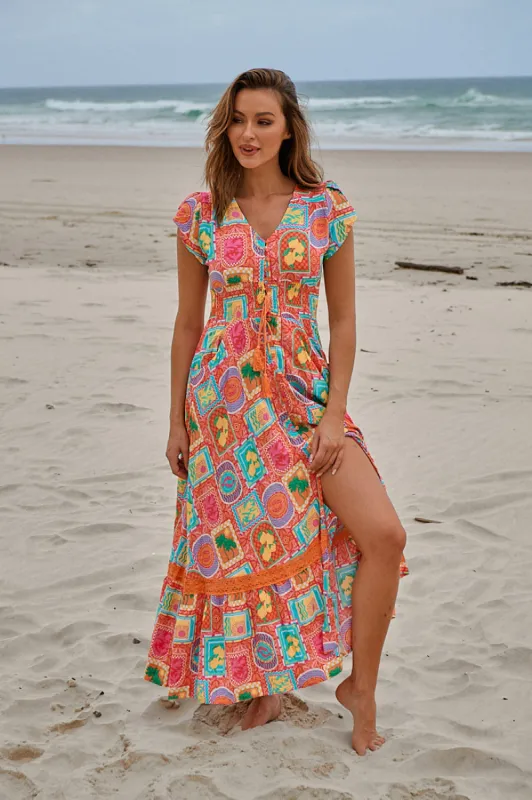 Sicily Print Romi Maxi Dress sold by Lilac and Mila