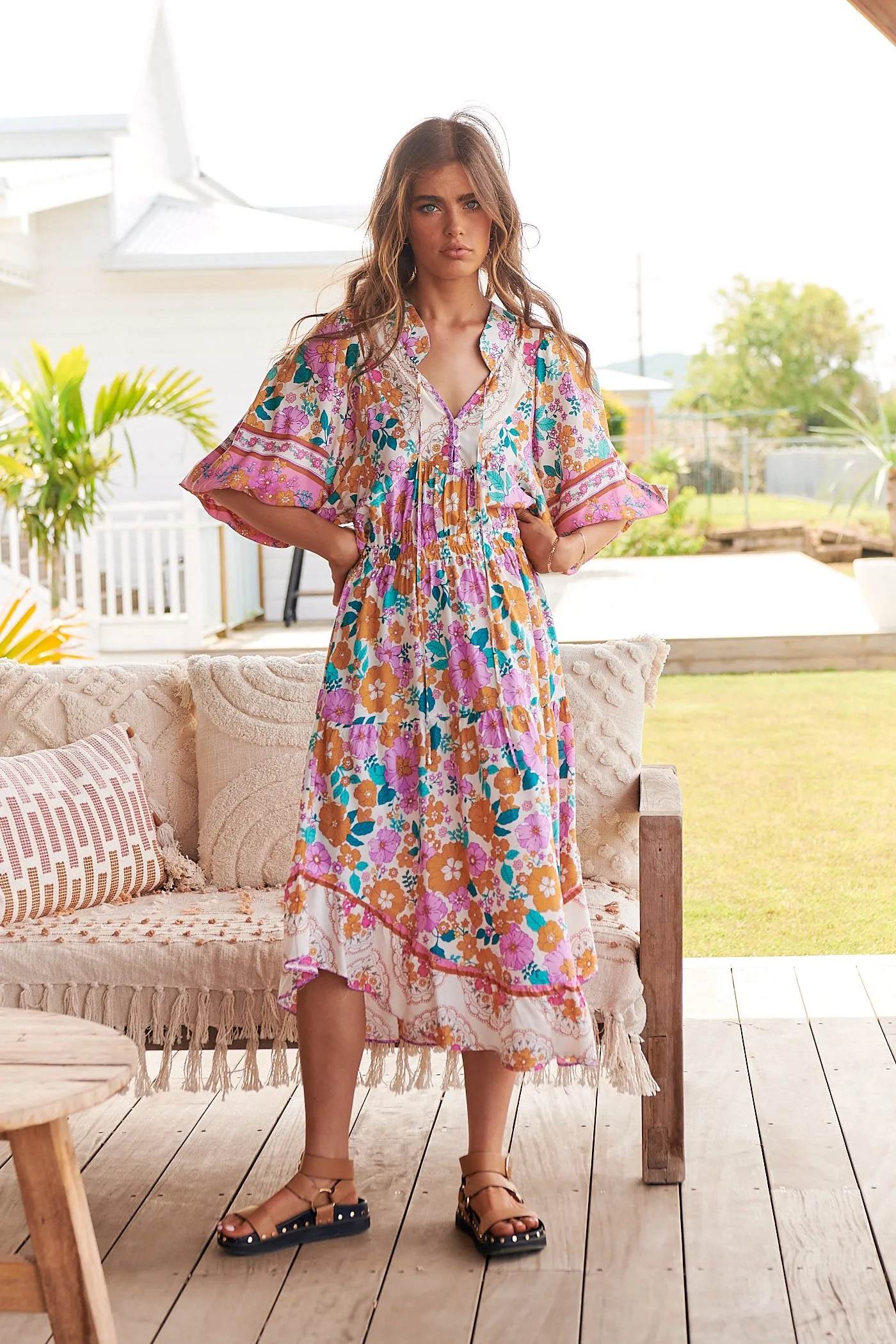 Lilia Print Jasmine Midi Dress sold by Lilac and Mila product image thumbnail 5