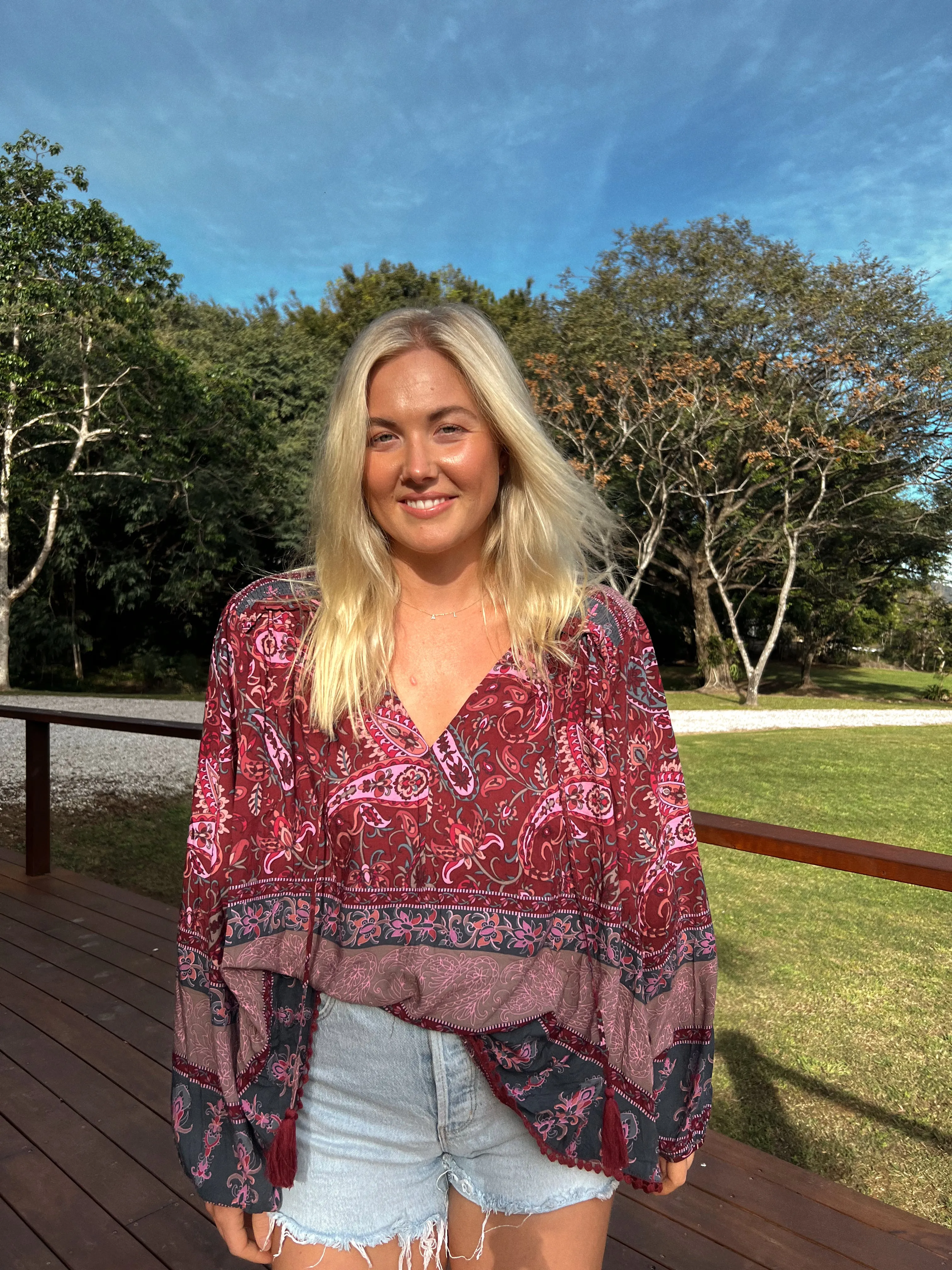 Sadie Print Rue Top sold by Lilac and Mila