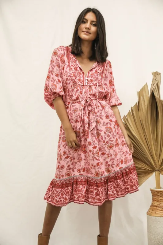 Leonie Print Midi Dress sold by Lilac and Mila
