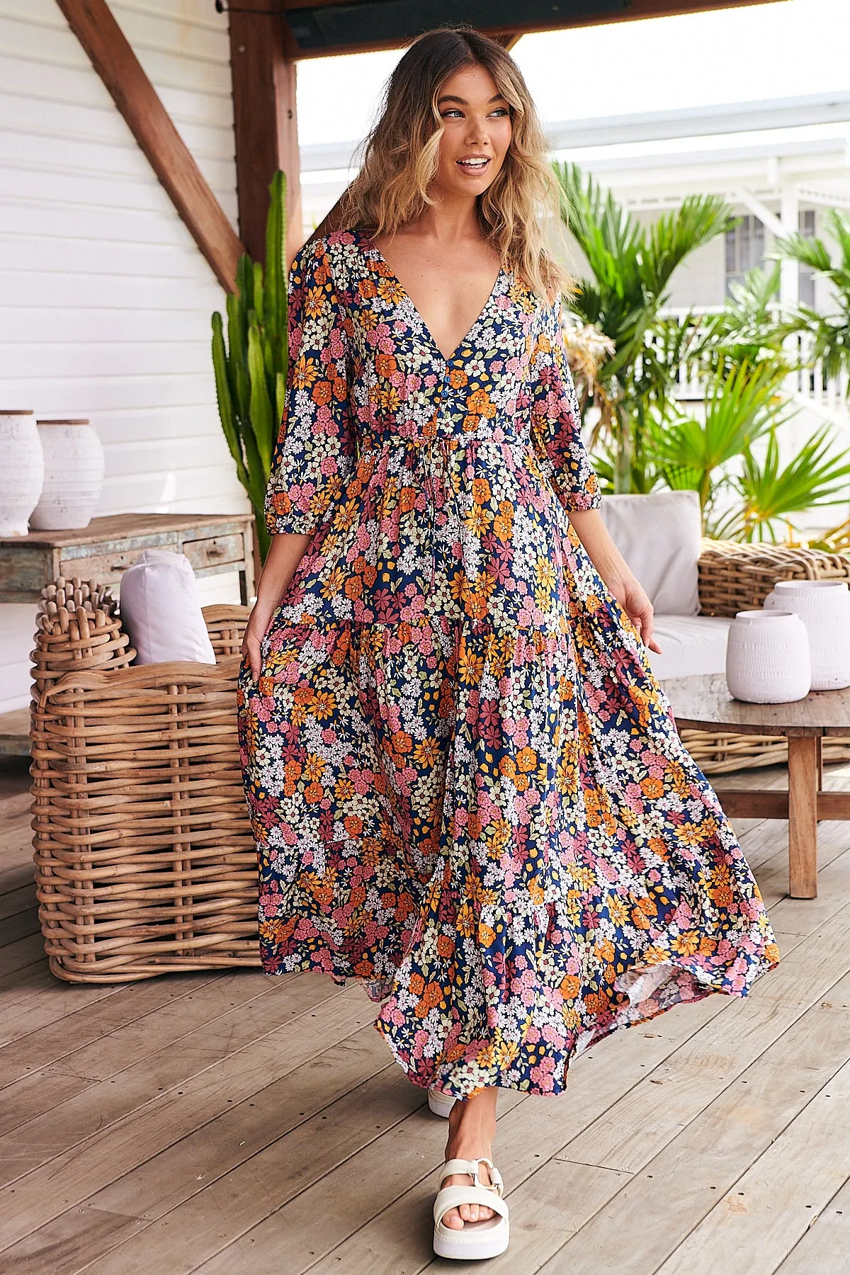 Flowers Print Tessa Maxi sold by Lilac and Mila product image thumbnail 5