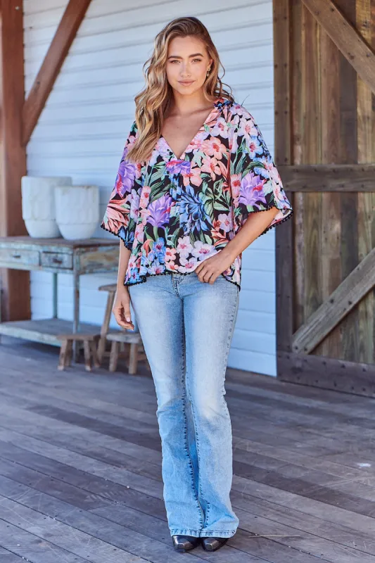 Midnight Tropics Print Gabriella Top sold by Lilac and Mila