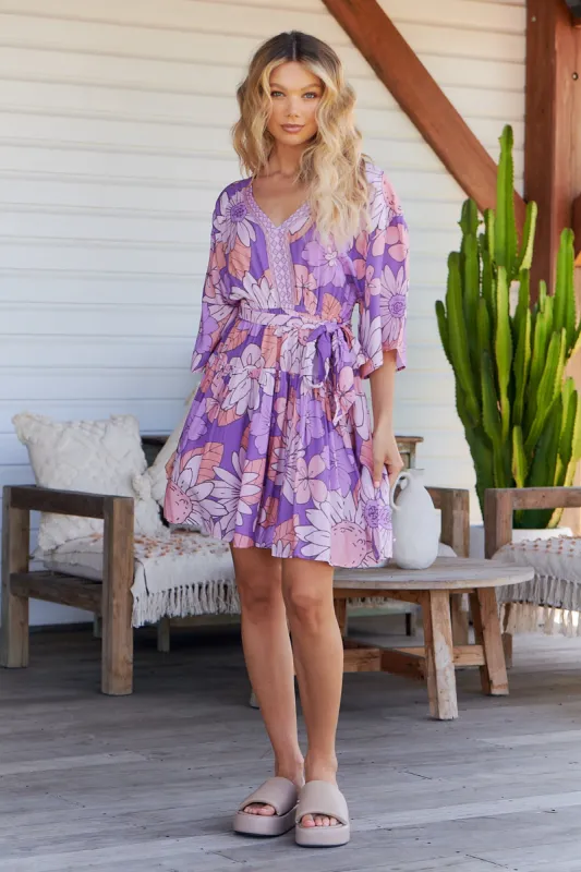 Purple Rain Print Oakie Mini Dress sold by Lilac and Mila