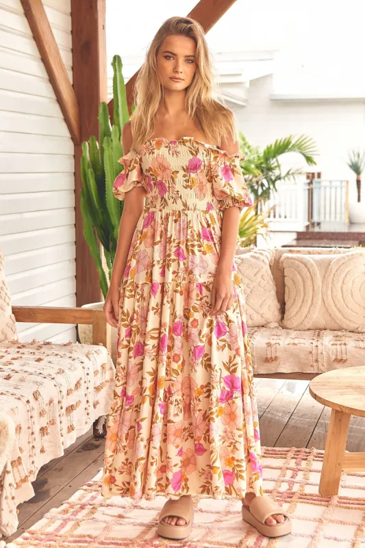 Beautiful Escape Print Claudette Maxi Dress sold by Lilac and Mila