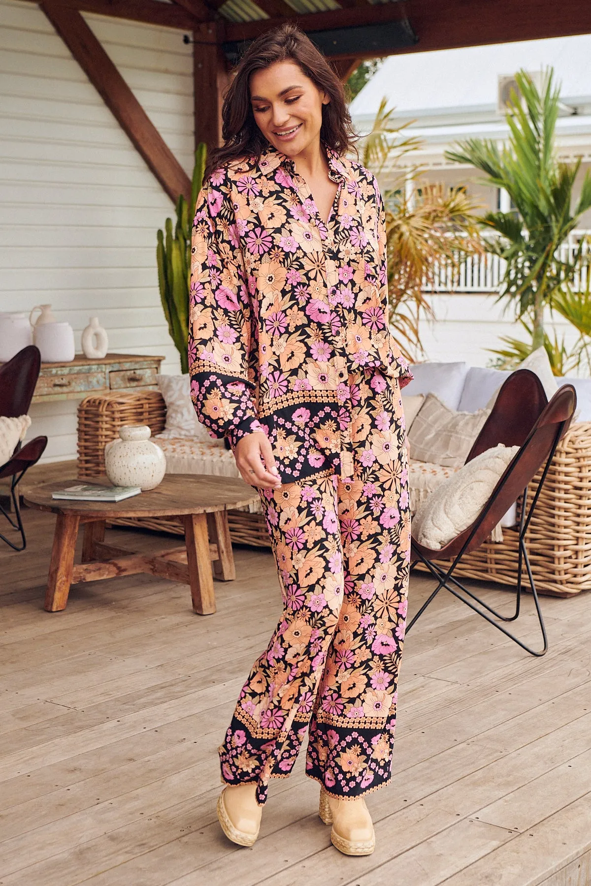 Apricot Blossom Print Jax Pants sold by Lilac and Mila product image thumbnail 2