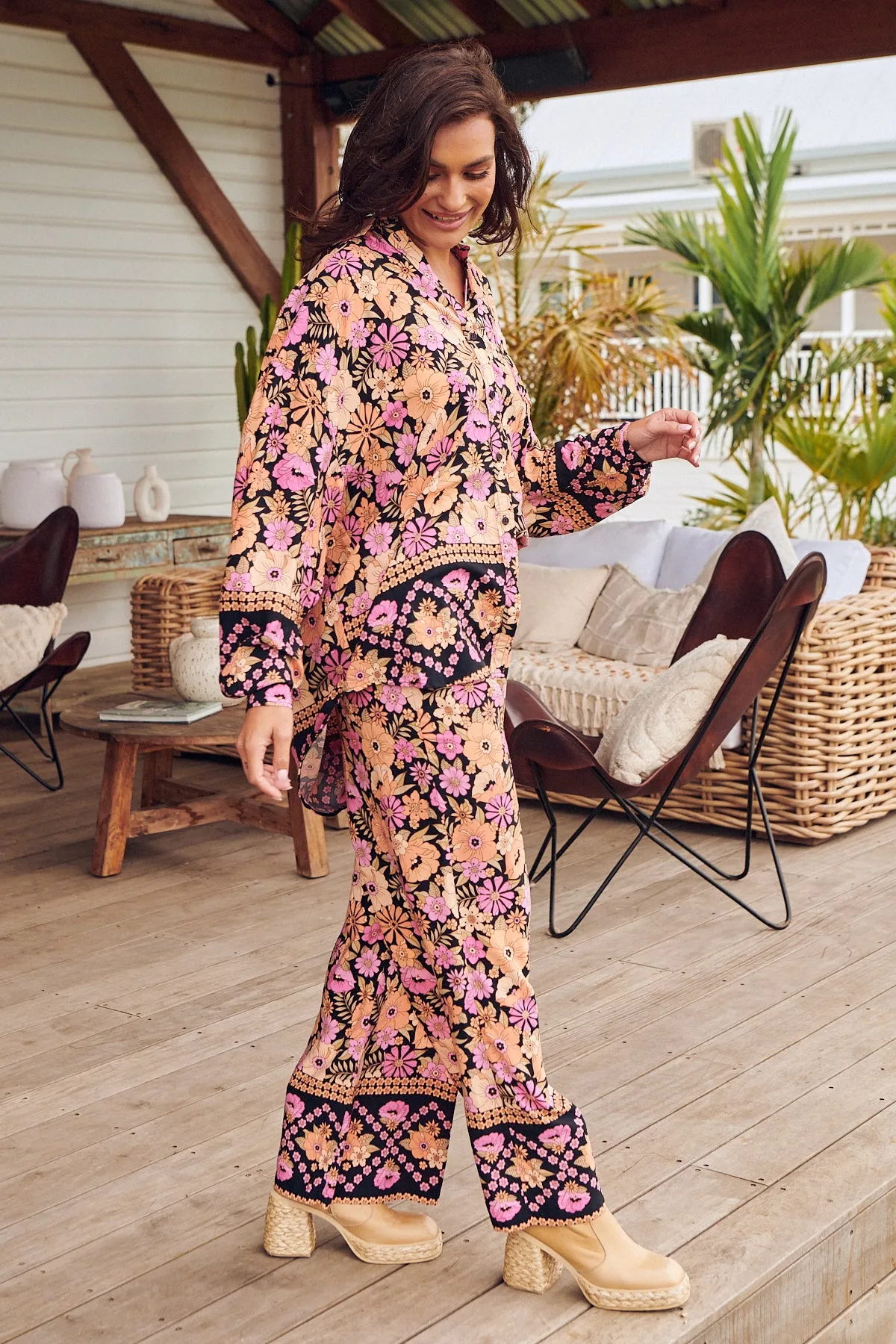 Apricot Blossom Print Jax Pants sold by Lilac and Mila product image thumbnail 3