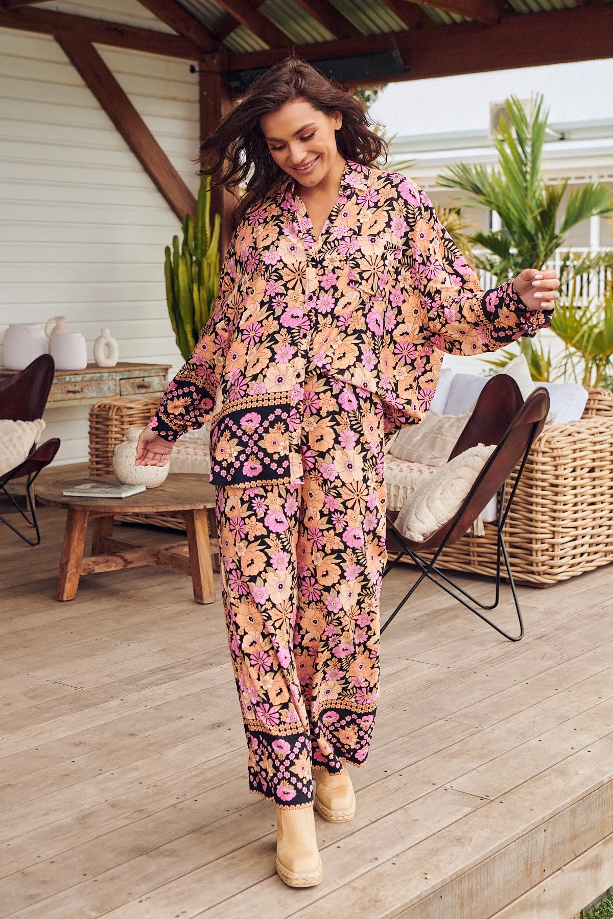 Apricot Blossom Print Jax Pants sold by Lilac and Mila product image thumbnail 5