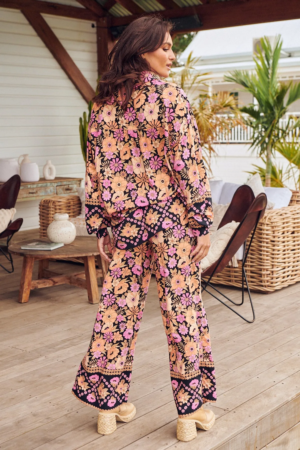 Apricot Blossom Print Jax Pants sold by Lilac and Mila product image thumbnail 4