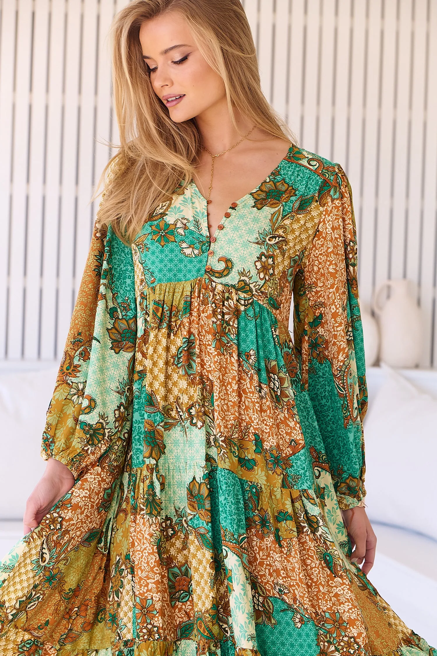 Wanderlust Print Eve Midi sold by Lilac and Mila product image thumbnail 4