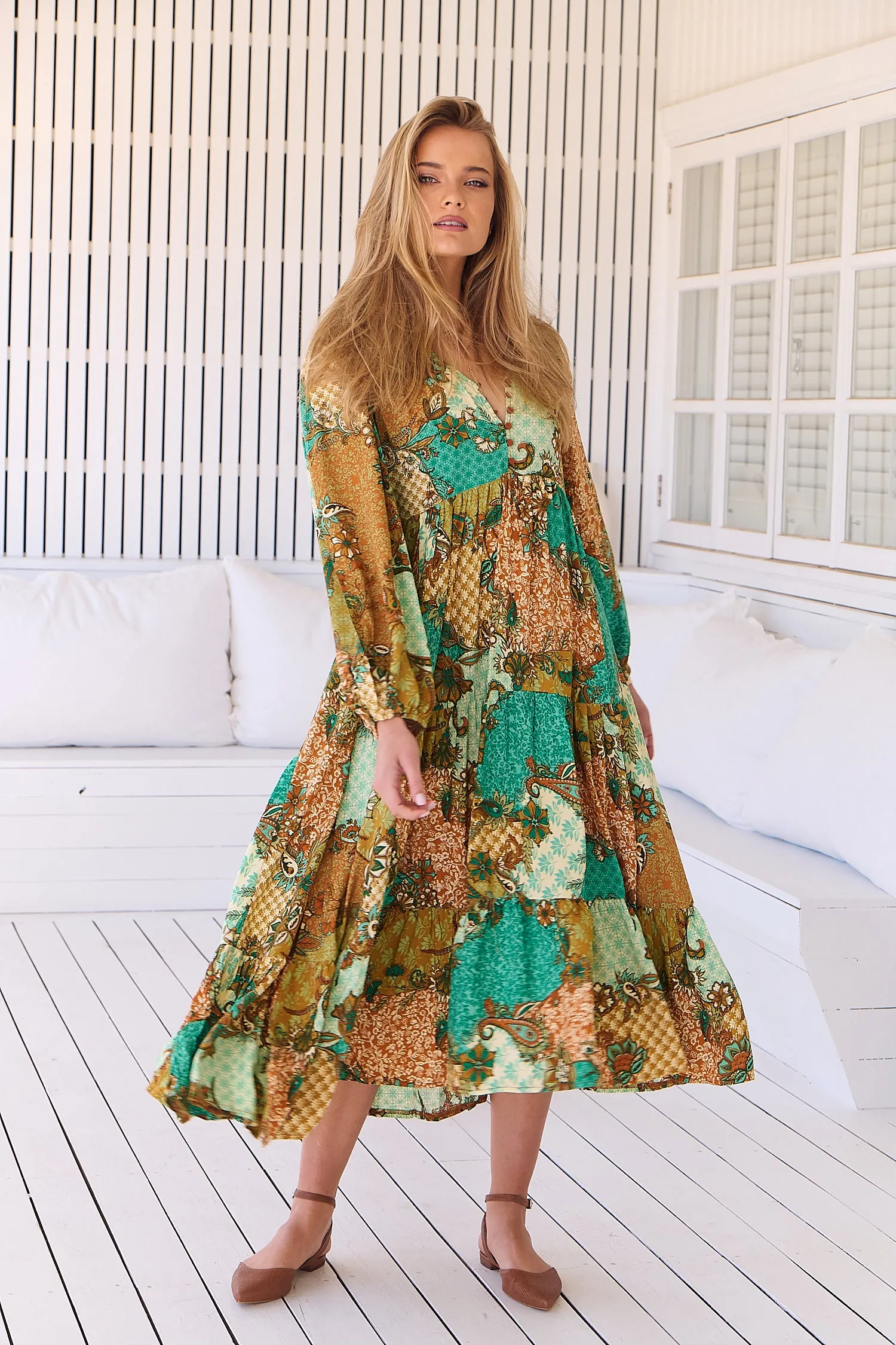 Wanderlust Print Eve Midi sold by Lilac and Mila product image thumbnail 5