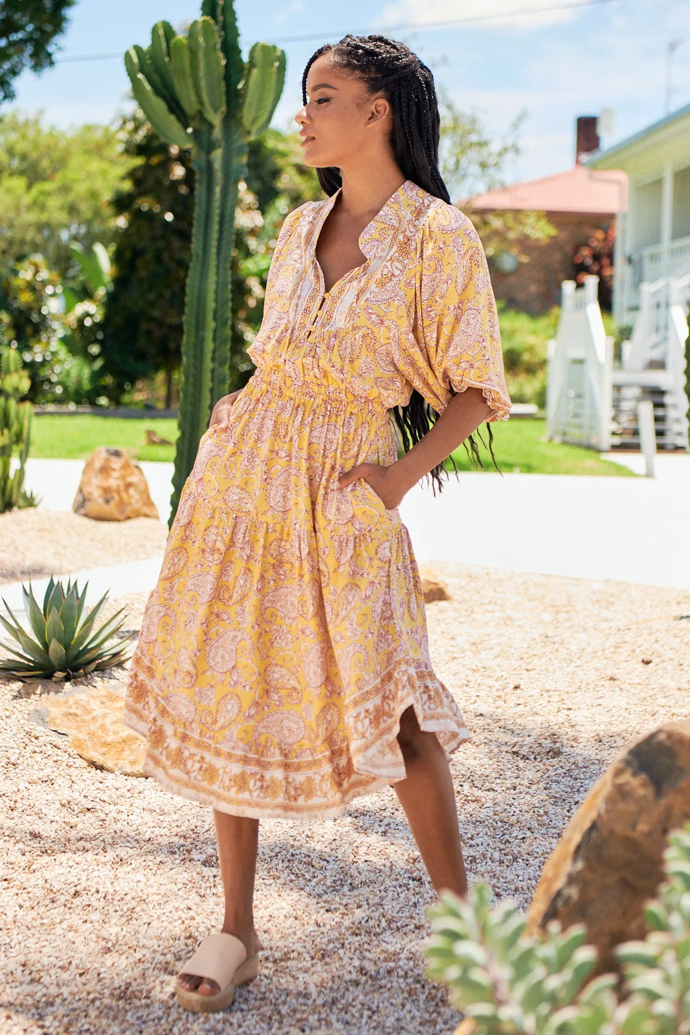 Elodie Print Jasmine Midi Dress sold by Lilac and Mila product image thumbnail 2