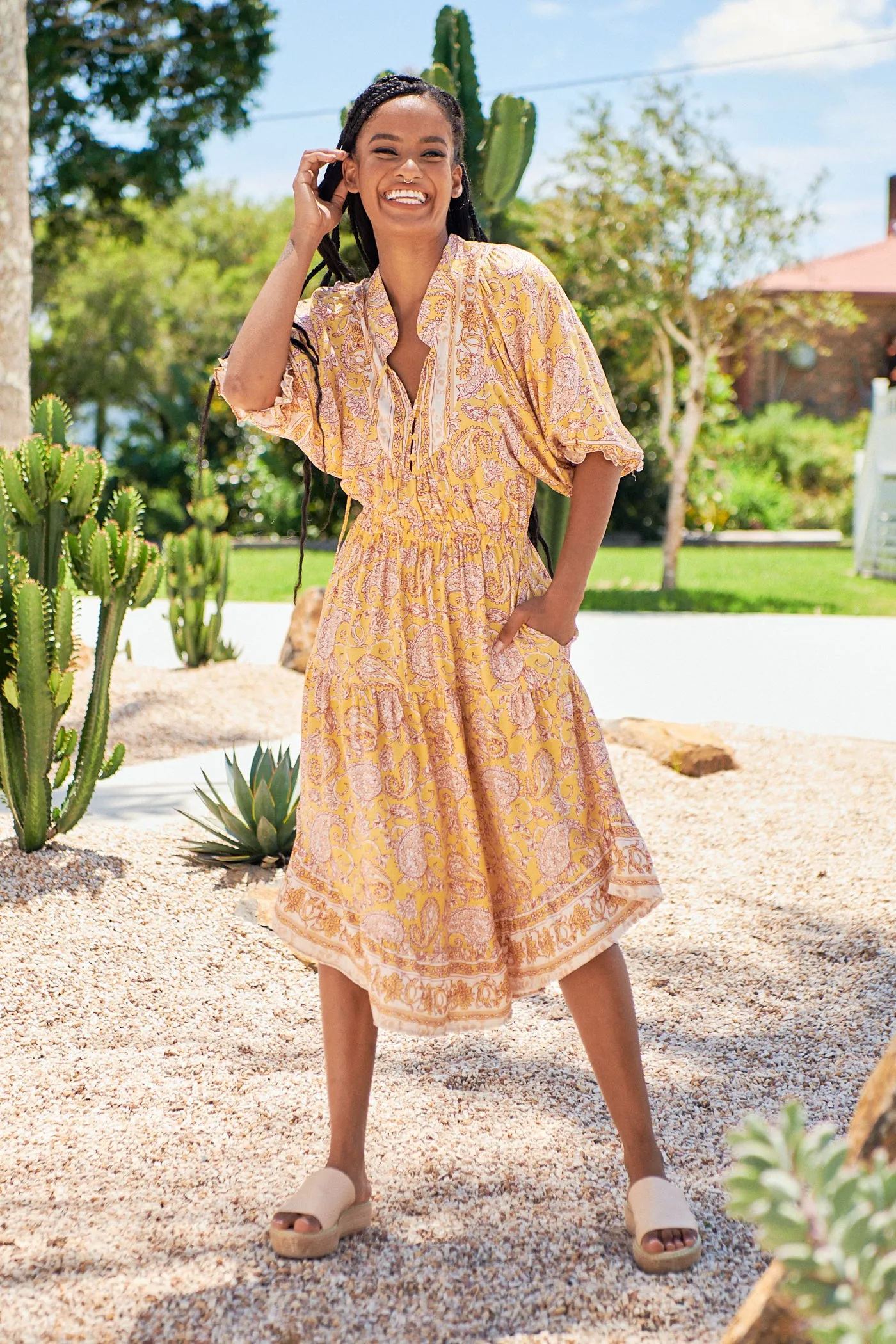 Elodie Print Jasmine Midi Dress sold by Lilac and Mila product image thumbnail 5