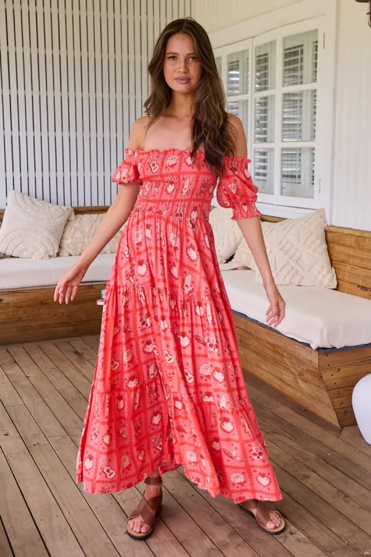 Zamora Print Claudette Maxi Dress sold by Lilac and Mila