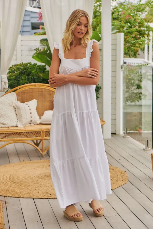 White Willow Print Kahlo Maxi Dress sold by Lilac and Mila