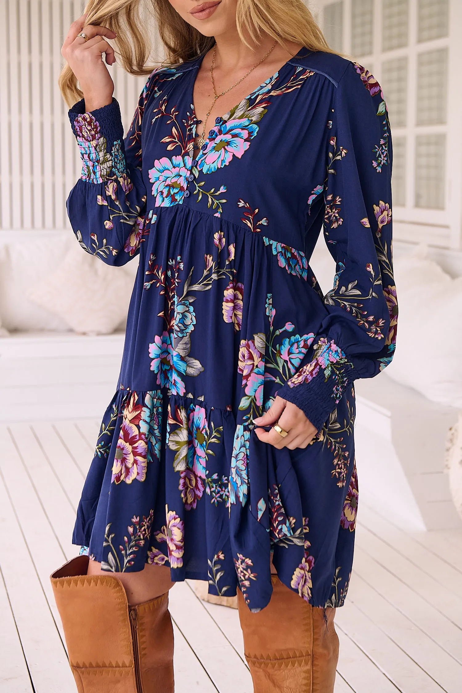 Botanica Print Tracey Long Sleeve Dress sold by Lilac and Mila product image thumbnail 4