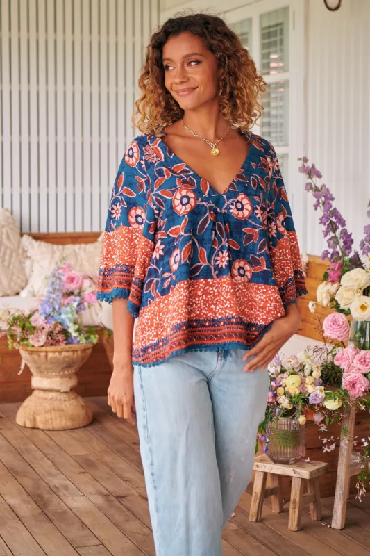 Halcyon Print Gabriella Top sold by Lilac and Mila