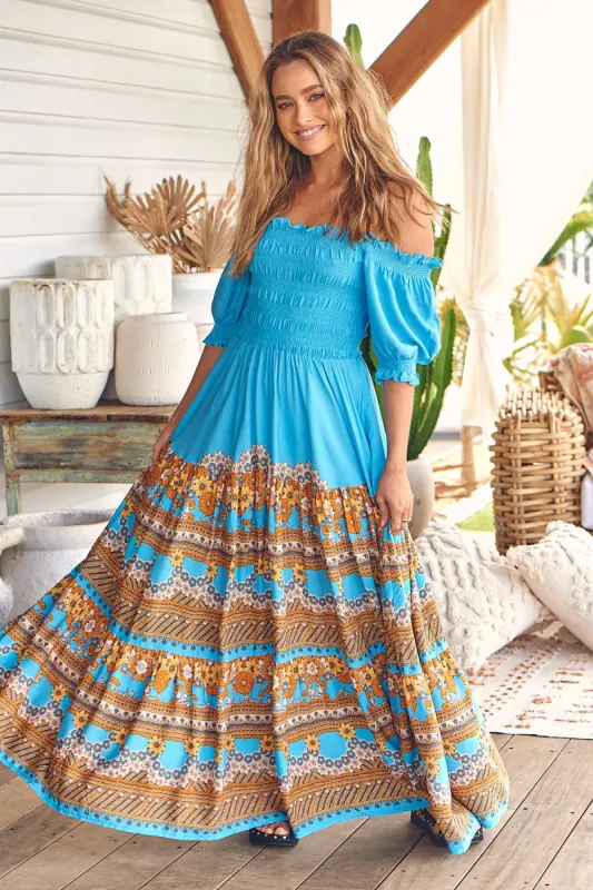 Dreams Print Claudette Maxi Dress sold by Lilac and Mila