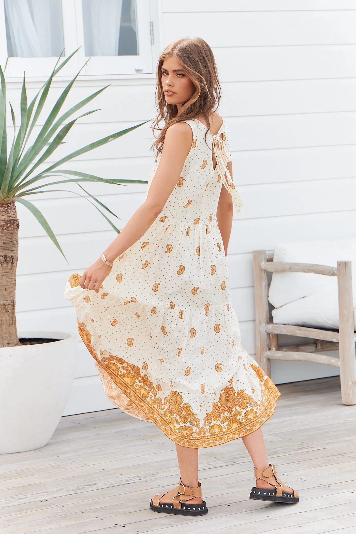 Sundown Print Ria Midi Dress sold by Lilac and Mila product image thumbnail 3