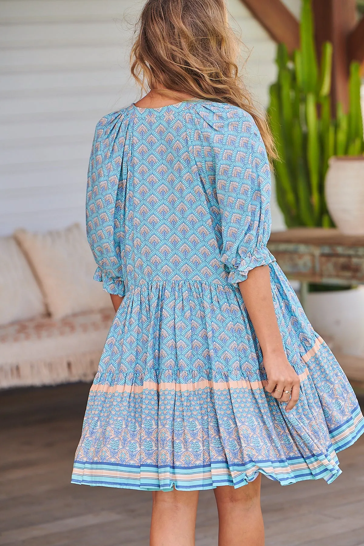 Sea Eden Print Petal Mini Dress sold by Lilac and Mila product image thumbnail 3