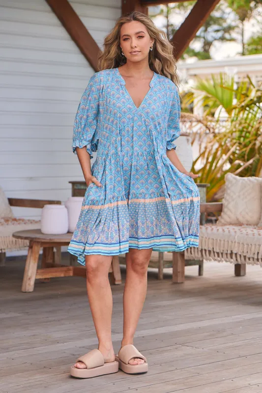 Sea Eden Print Petal Mini Dress sold by Lilac and Mila