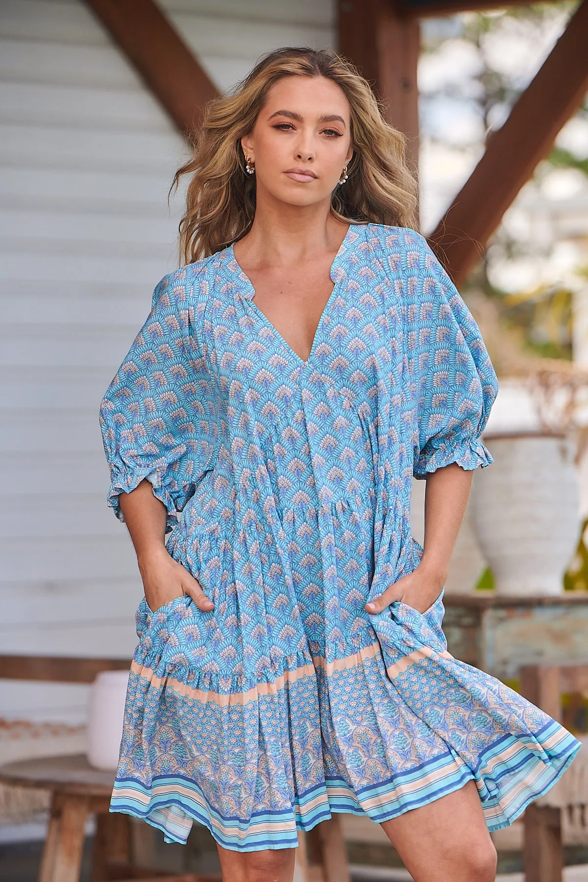 Sea Eden Print Petal Mini Dress sold by Lilac and Mila product image thumbnail 4