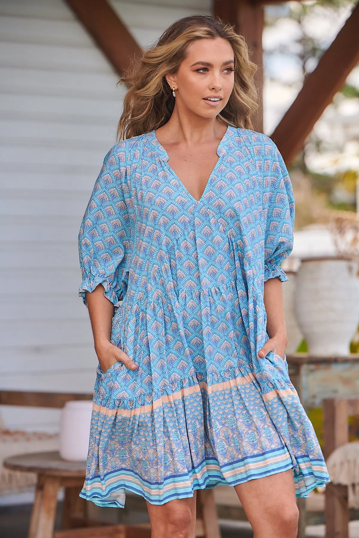 Sea Eden Print Petal Mini Dress sold by Lilac and Mila product image thumbnail 2