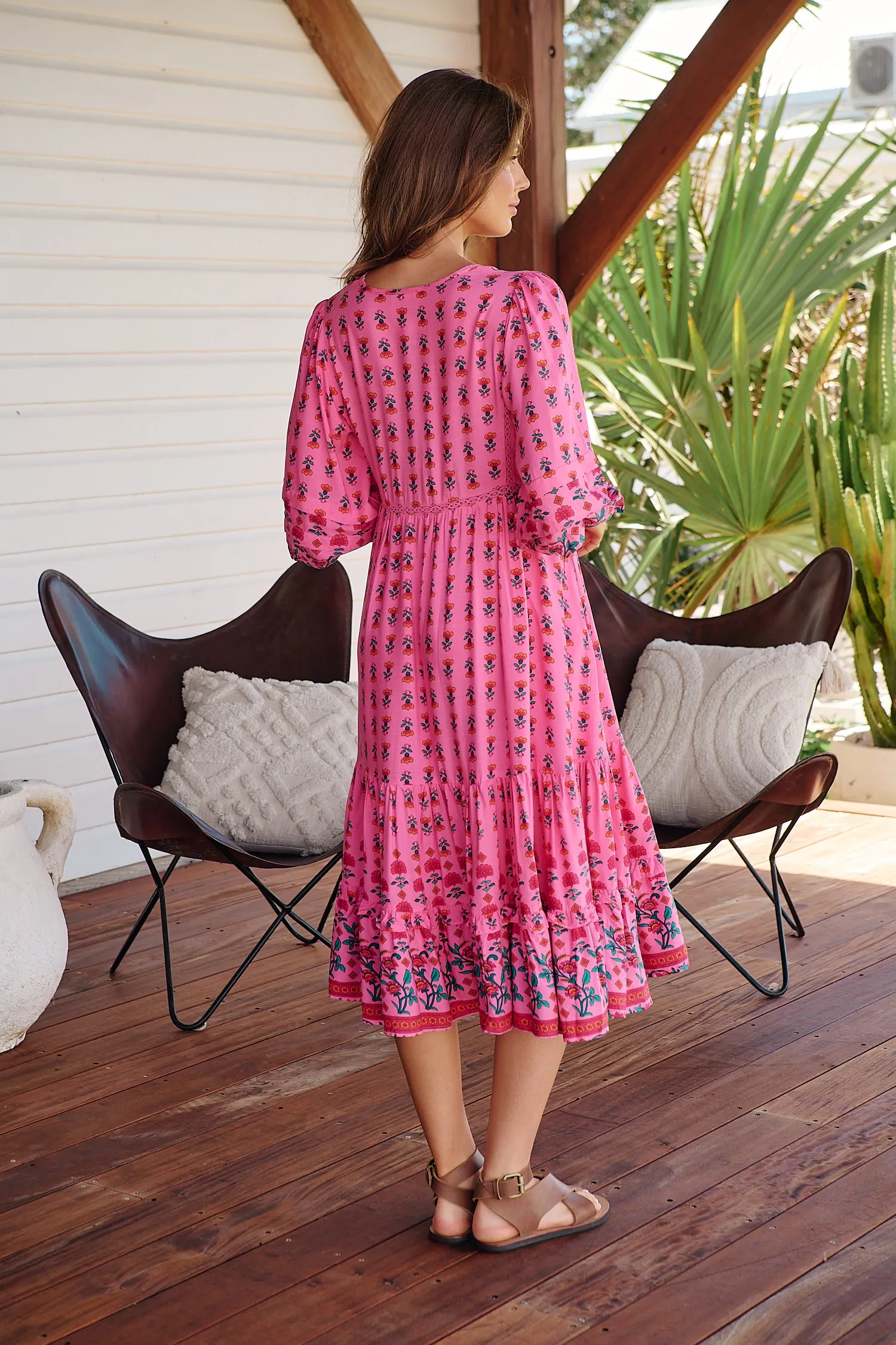 Raspberry Romance Print Monday Midi Dress sold by Lilac and Mila product image thumbnail 5